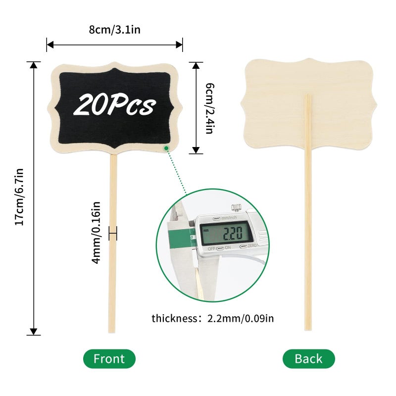 KINGLAKE 20 Pcs Wood Chalkboard Plant Tag, Wooden Stakes Plant Labels Blackboard Garden Tags - Image 2